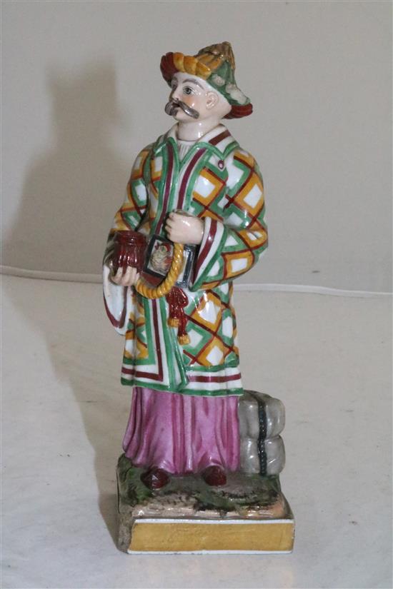 A French porcelain Chinaman pastille burner, mid 19th century, 19.5cm (7.7in.), some losses
